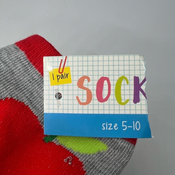Apple teacher sock cute new 1 pair size 5-10 - Picture 3 of 4